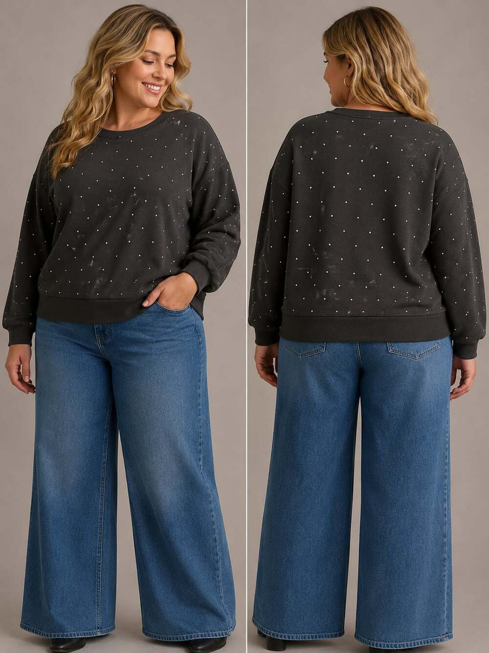 Live Well Lifestyle Rhinestone Studded Black Sweatshirt XL
B171JC